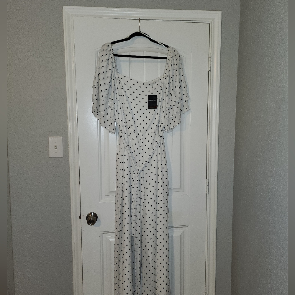 Black and white polka dot Forever 21 long romper